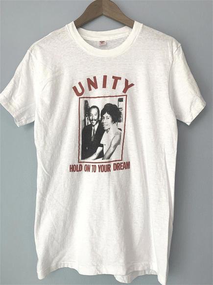 VTG Unity Hold On To Your Dream Hanes 70s MLK Shirt Martin Luther King Jr RARE M - Picture 1 of 9